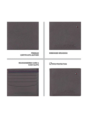 Tommy Hilfiger Harstad Mens Leather Slimfold Wallet-Brown