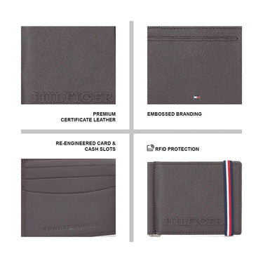 Tommy Hilfiger Harstad Mens Leather Money Clip Wallet-brown