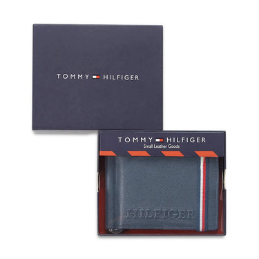 Tommy Hilfiger Harstad Mens Leather Money Clip Wallet-NAVY
