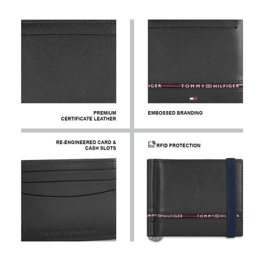 Tommy Hilfiger Larvik Mens Leather Moneyclip Wallet black