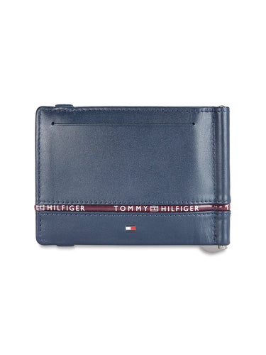 Tommy Hilfiger Larvik Mens Leather Moneyclip Wallet  Navy