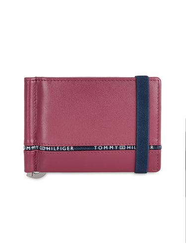 Tommy Hilfiger Larvik Mens Leather Moneyclip Wallet Wine