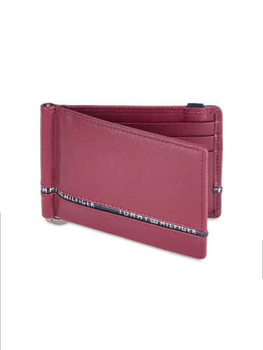 Tommy Hilfiger Larvik Mens Leather Moneyclip Wallet Wine