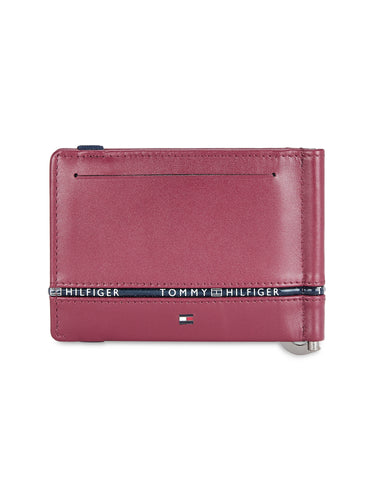 Tommy Hilfiger Larvik Mens Leather Moneyclip Wallet Wine