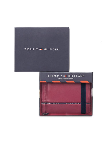 Tommy Hilfiger Larvik Mens Leather Moneyclip Wallet Wine