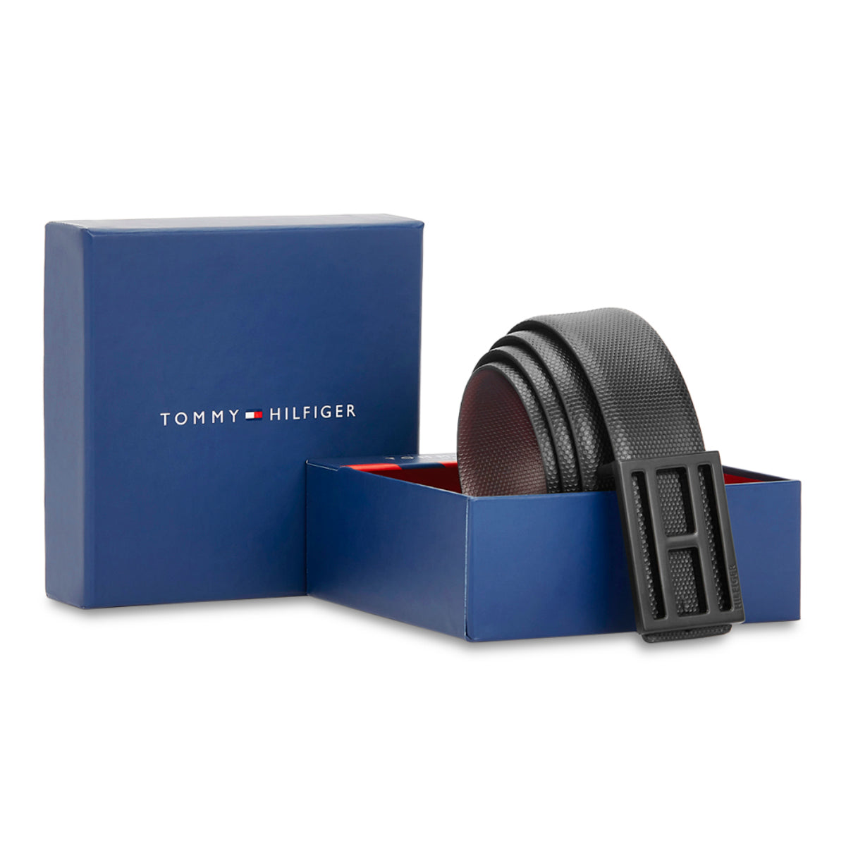 Tommy Hilfiger Thisted Men's Reversible Leather Belt-Black