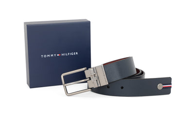 Tommy Hilfiger Merger Men's Reversible Leather Belt Navy Wine