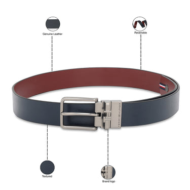 Tommy Hilfiger Merger Men's Reversible Leather Belt Navy Wine