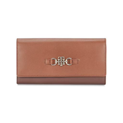 Tommy Hilfiger Beatrice Womens PU Flap Wallet With Sling-Brown