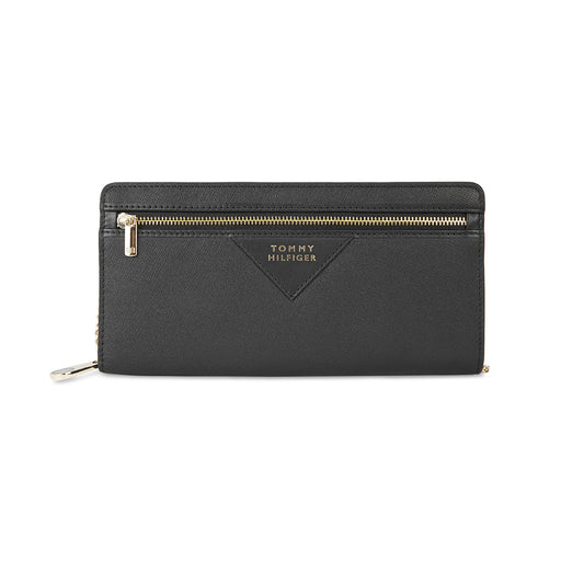 Tommy Hilfiger Nina Womens PU Zip Around Wallet With Sling Black