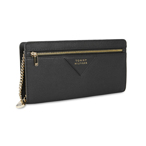 Tommy Hilfiger Nina Womens PU Zip Around Wallet With Sling Black