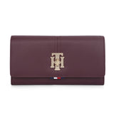 Tommy Hilfiger Alessia Womens Leather Flap Wallet With Sling Wine