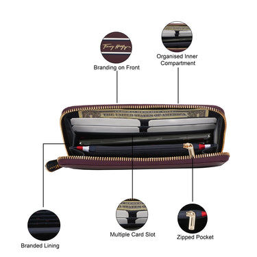 Tommy Hilfiger Greta Womens Leather Small Wallet Wine