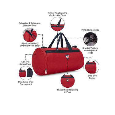 Tommy Hilfiger Wesley Unisex Polyester Gym Bag Red