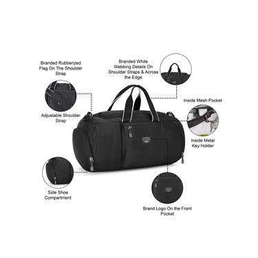 Tommy Hilfiger Declan Unisex Polyester Gym Bag Black