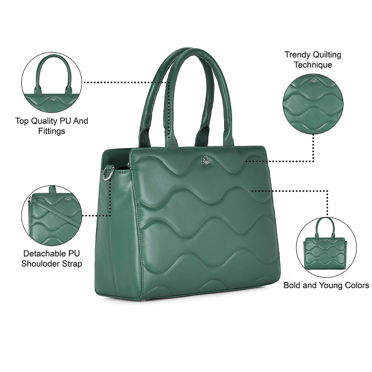 United Colors of Benetton Camilla Woman's PU Tote-Bottle Green