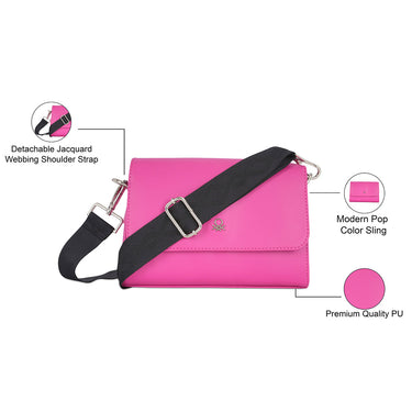 United Colors of Benetton Giana Woman's PU Shoulder Bag Fuschia