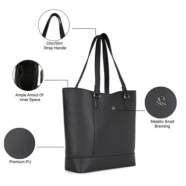 United Colors of Benetton Delphine Woman's PU Tote Black