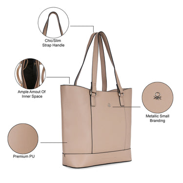 United Colors of Benetton Delphine Woman's PU Tote Cream