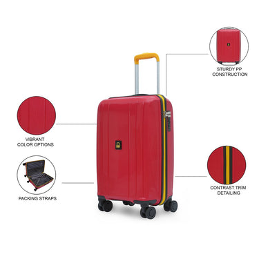 United Colors Of Benetton Wayfarer Hard Luggage Red Cabin