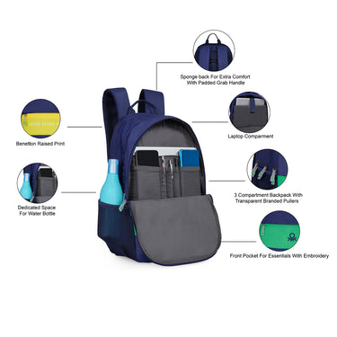United Colors of Benetton Belluno Laptop Backpack Navy