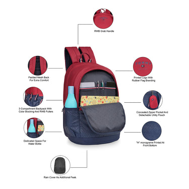 Tommy Hilfiger Albetros Back to School Backpack Burgundy