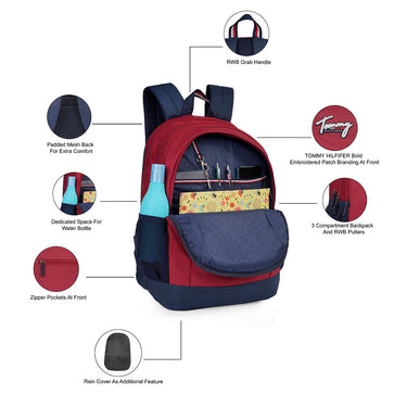 Tommy Hilfiger Utopia Back to School Backpack Burgundy