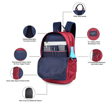 Tommy Hilfiger Cosmicquest Back to School Backpack Burgundy
