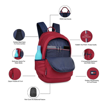 Tommy Hilfiger Addam Back to School Backpack Burgundy