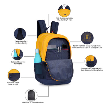 Tommy Hilfiger Kavin Back to School Backpack Yellow