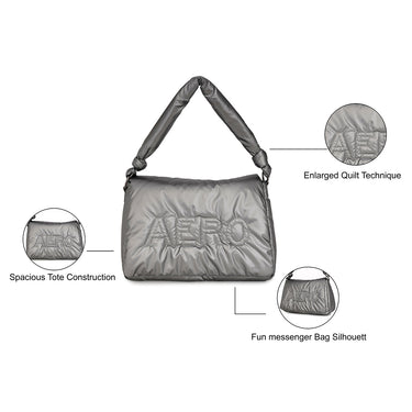 Aeropostale Zelie Messenger Handbag Sliver