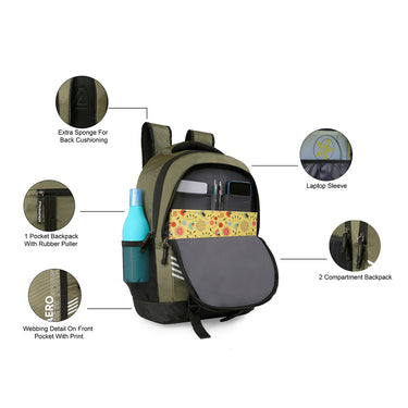 Aeropostale Leighton Non Laptop Backpack Olive