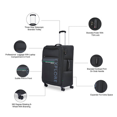 United Colors of Benetton Garret Soft Luggage Black Cargo