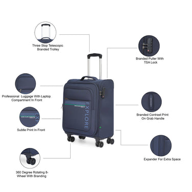 United Colors of Benetton Garret Soft Luggage Navy Cabin
