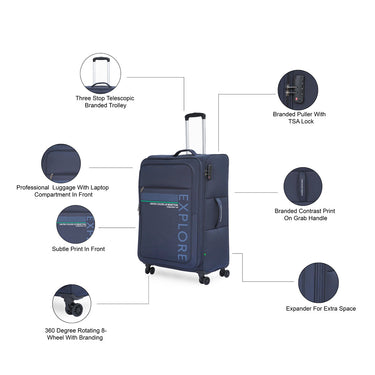 United Colors of Benetton Garret Soft Luggage Navy Cargo