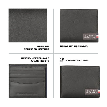 Tommy Hilfiger Brant Men's Passcase Wallet Black