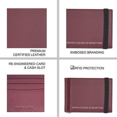 United Colors of Benetton Wiley Money Clip Wallet Wine