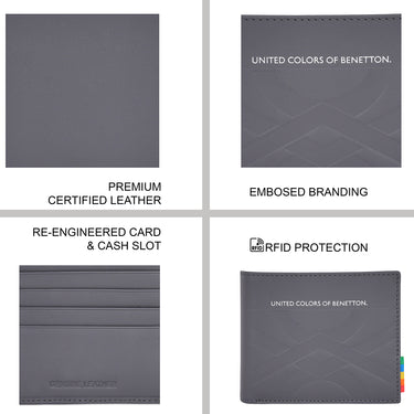 United Colors of Benetton Placido Passcase Wallet Grey