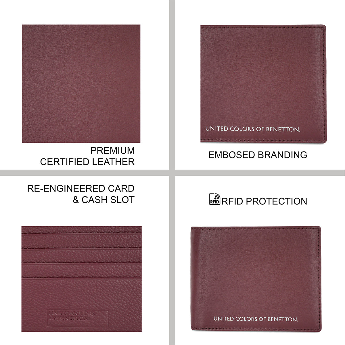 United Colors of Benetton Aelger Passcase Wallet Wine