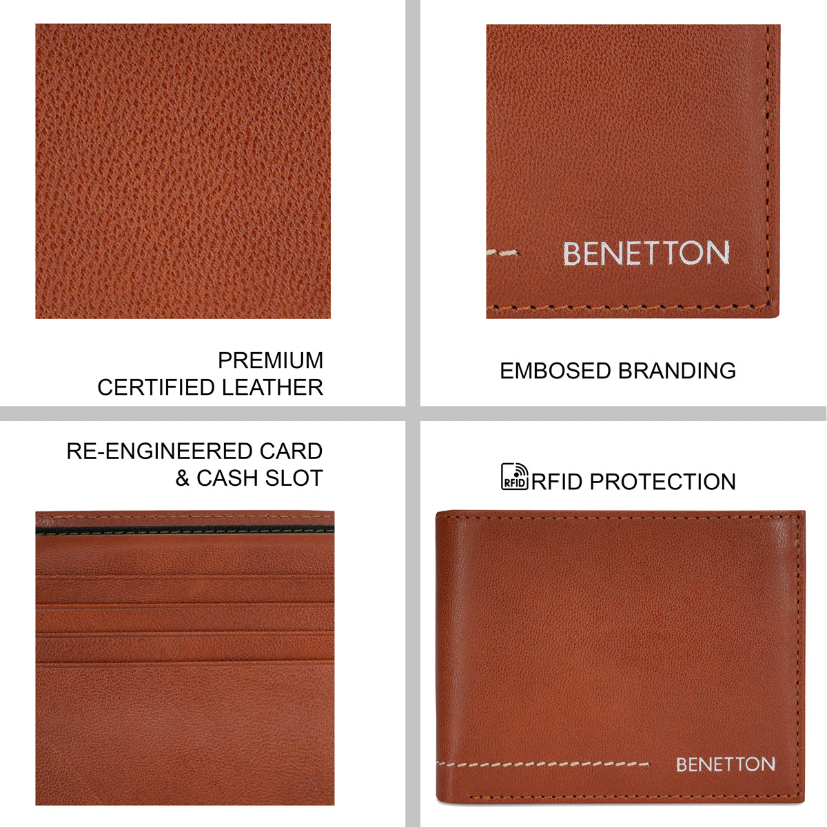 United Colors of Benetton Benito Multicard Coin Wallet Tan