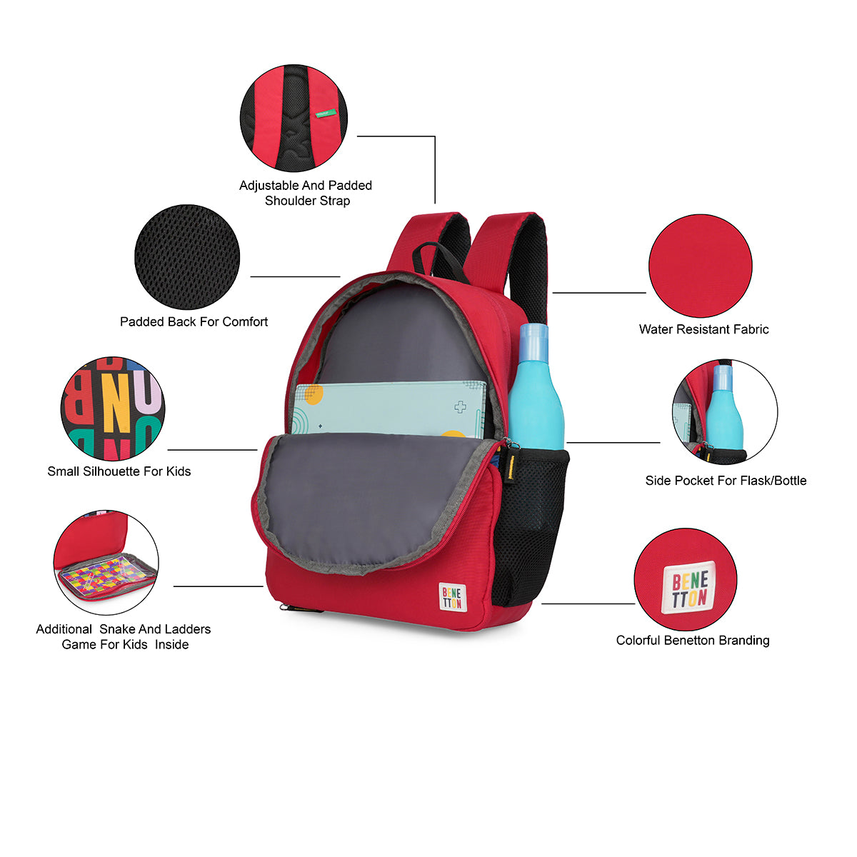 United Colors of Benetton Breeze Back to School Backpack Red