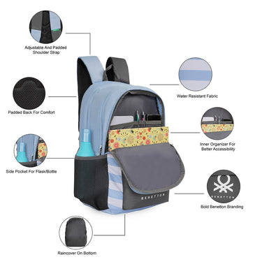 United Colors Of Benetton Rey Non Laptop Backpack Light Blue+grey