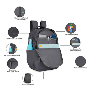 United Colors of Benetton Nyx Back to School Backpack Grey