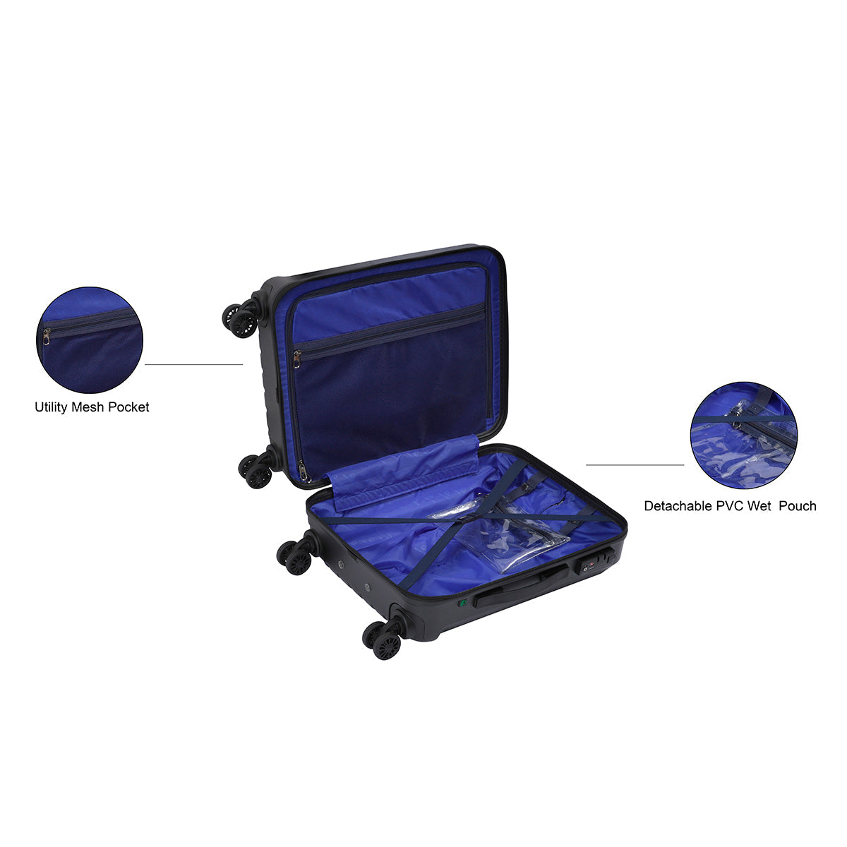 United Colors of Benetton Cobalt Hard Luggage Cabin Black