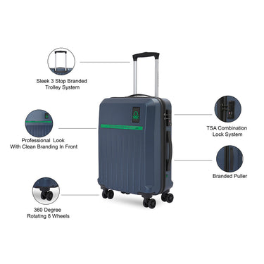 United Colors of Benetton Cobalt Hard Luggage Navy cabin