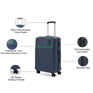 United Colors of Benetton Cobalt Hard Luggage Navy Mid