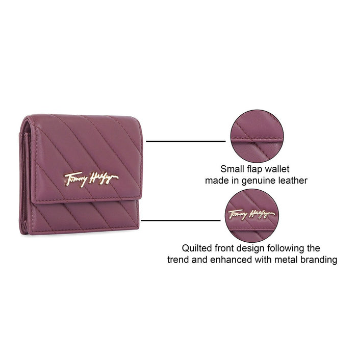 Tommy Hilfiger Angelina Women's Small Flap Wallet With Sling Wine