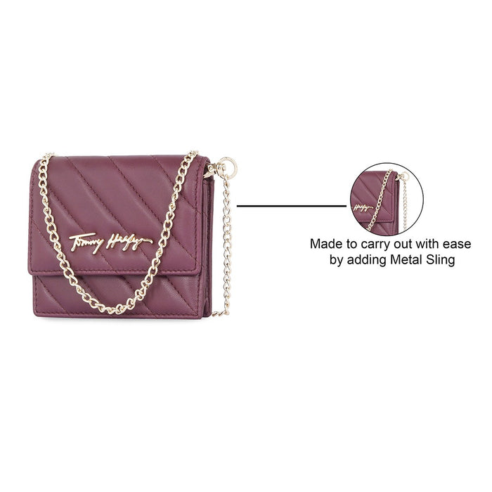 Tommy Hilfiger Angelina Women's Small Flap Wallet With Sling Wine