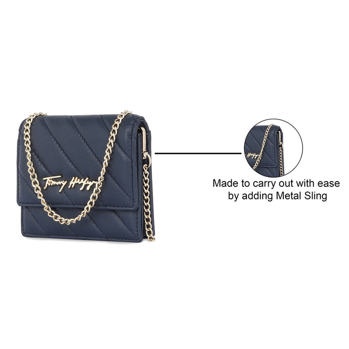 Tommy Hilfiger Angelina Women's Small Flap Wallet With Sling Navy