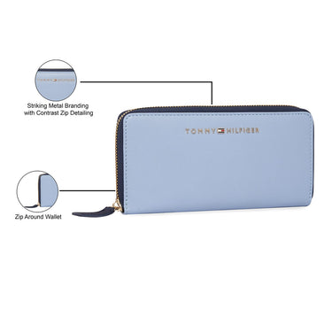 Tommy Hilfiger Bretha Women's Zip Around Wallet Powder Blue+navy